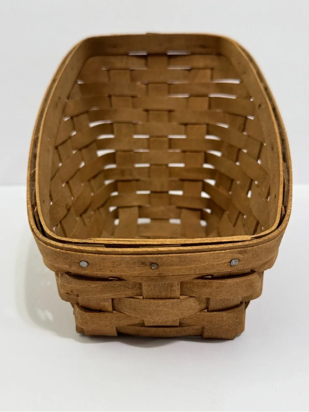 Longaberger Honey Brown Sloped Woven Basket Vintage 1986